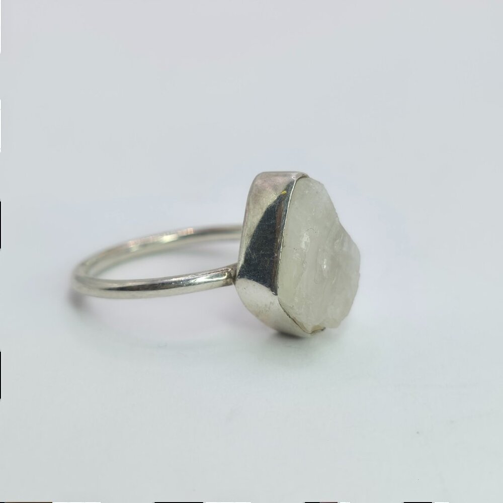 Ring 925‎ Sterling Silver  Raw Quartz Rough Cut Crystal Boho Minimalist Size 6 - Picture 3 of 7
